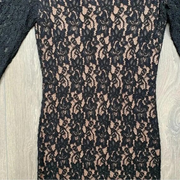 Babaton Aritzia Rafael Mini Dress 3/4 Length Sleeve Lace Bodycon Black Size 0 - Picture 9 of 15